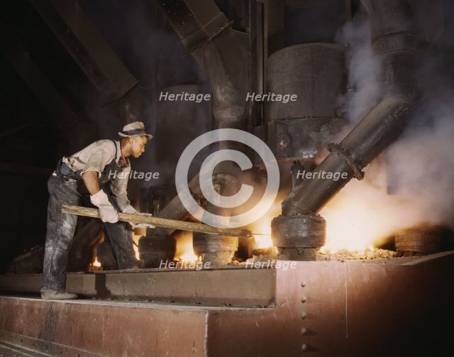 Electric phosphate smelting furnace used to make element...vicinity of Muscle Shoals, Alabama, 1942. Creator: Alfred T Palmer.
