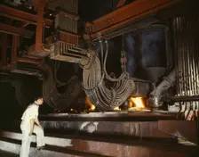 Electric phosphate smelting furnace used in the making of elem...Muscle Shoals area, Alabama, 1942. Creator: Alfred T Palmer