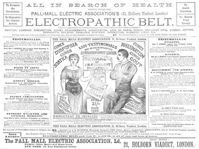 Electropathic Belt, 1883.  Creator: Unknown.