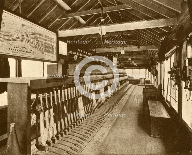 'Electro-Mechanical Signal Cabin at Victoria, Southern Railway', 1930. Creator: Unknown.