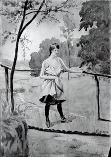 Eleanor (On the Log Bridge, Study for Painting), c. 1896-1899. Creator: Louis Michel Eilshemius