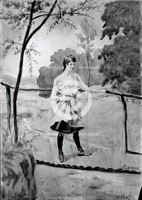 Eleanor (On the Log Bridge, Study for Painting), c. 1896-1899. Creator: Louis Michel Eilshemius.