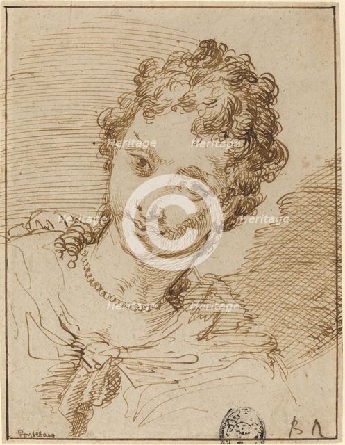 Elegant Young Woman with a Pearl Necklace. Creator: Francesco Fontebasso.