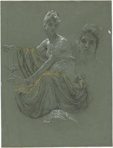 Elegant Young Woman in Classical Drapery, c. 1895. Creator: Otto Greiner