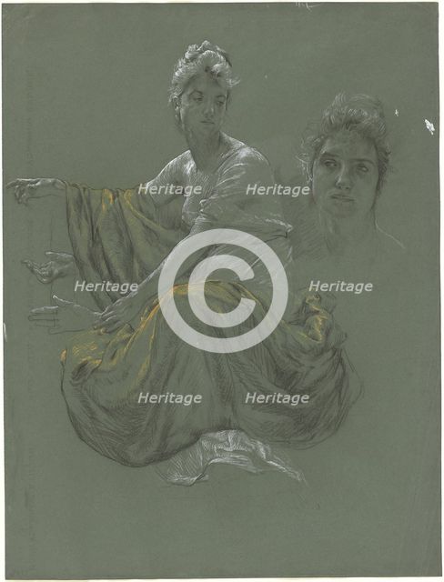 Elegant Young Woman in Classical Drapery, c. 1895. Creator: Otto Greiner.