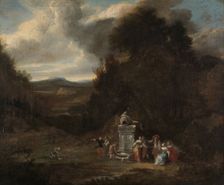 Elegant Company at an Antique Fountain in a Glade, c.1660-c.1670. Creator: Anon