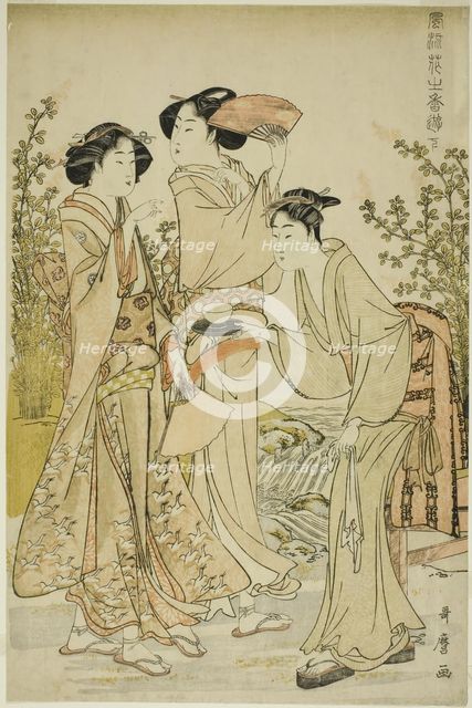 Elegant Pleasures: The Scent of Flowers, left (Furyu hana no ka asobi, ge), Japan, c. 1783. Creator: Kitagawa Utamaro.