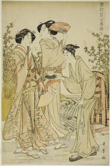 Elegant Pleasures: The Scent of Flowers, left (Furyu hana no ka asobi, ge), Japan, c. 1783. Creator: Kitagawa Utamaro