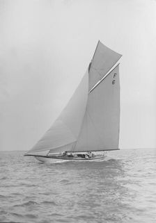 Eleda an International 10 Metre class sailing yacht, 1913. Creator: Kirk & Sons of Cowes