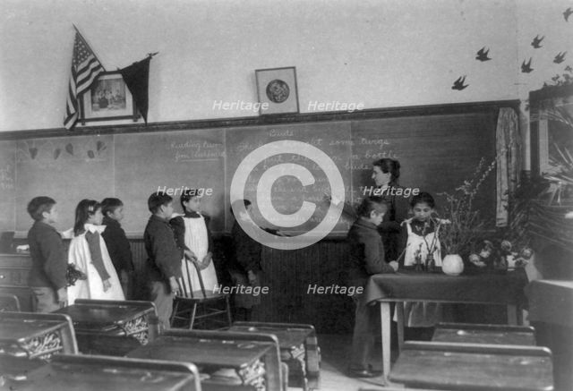 Elementary school class of Indian students with botanical specimens..., Carlisle, Pennsylvania, 1901 Creator: Frances Benjamin Johnston.