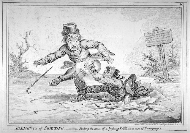 'Elements of Skateing. A fundamental error in the art of skaiting', 1805. Artist: James Gillray
