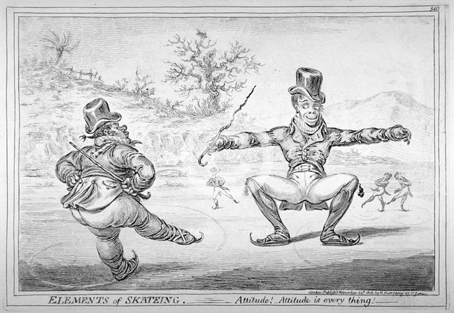'Elements of Skateing. Attitude! Attitude is every thing!', 1805. Artist: James Gillray