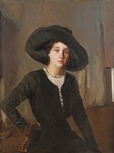 Elena in Black Hat, 1910. Creator: Sorolla y Bastida, Joaquín (1863-1923)