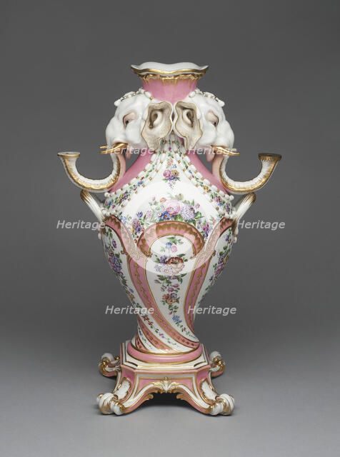 Elephant Candelabrum Vase (Vase à Tête d'Eléphant), Sèvres, 1757/58. Creators: Sèvres Porcelain Manufactory, Jean-Claude Deplessis, Pierre-Louis-Philippe Armand.