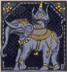 Elephant and rider; scene from "The Jungle Book", 1919. Creator: Paul Jouve