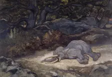 Elephant Asleep, c1850s-1860s. Creator: Antoine-Louis Barye