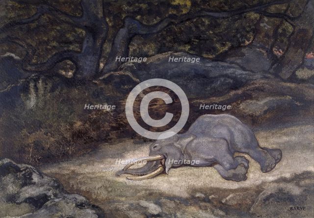 Elephant Asleep, c1850s-1860s. Creator: Antoine-Louis Barye.
