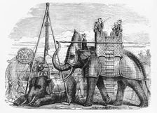 Elephant Equipped for Battle, with Armou, Howdah, Etc. c1891. Creator: James Grant