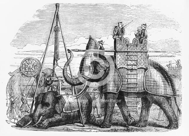 'Elephant Equipped for Battle, with Armou, Howdah, Etc.', c1891. Creator: James Grant.