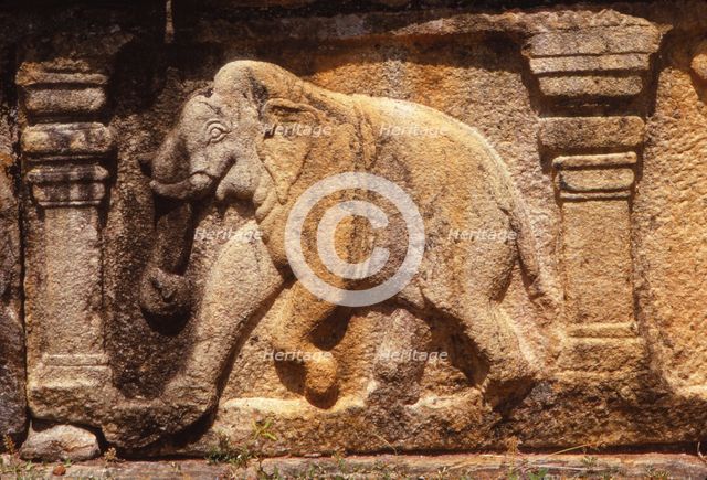 Elephant Frieze on Base of Audience Hall, Polunnaruwa, Sri Lanka, 20th century. Artist: Unknown.