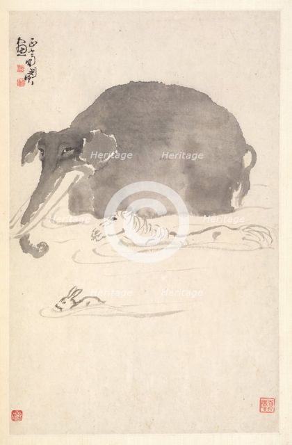 Elephant, Horse, and Hare, 1788. Creator: Min Zhen (Chinese, 1730-after 1788).