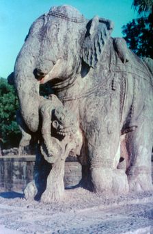 Elephant sculpture, Khajuraho, India. c950-1050. (20th century)