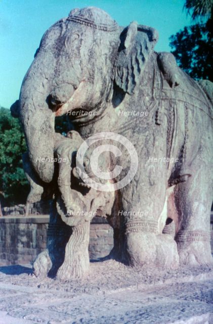 Elephant sculpture, Khajuraho, India.  c950-1050. (20th century). Artist: Unknown