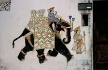 Elephant wall painting, Rajasthan, India, 1988. Creator: Amanda Waite