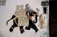 Elephant wall painting, Rajasthan, India, 1988. Creator: Amanda Waite
