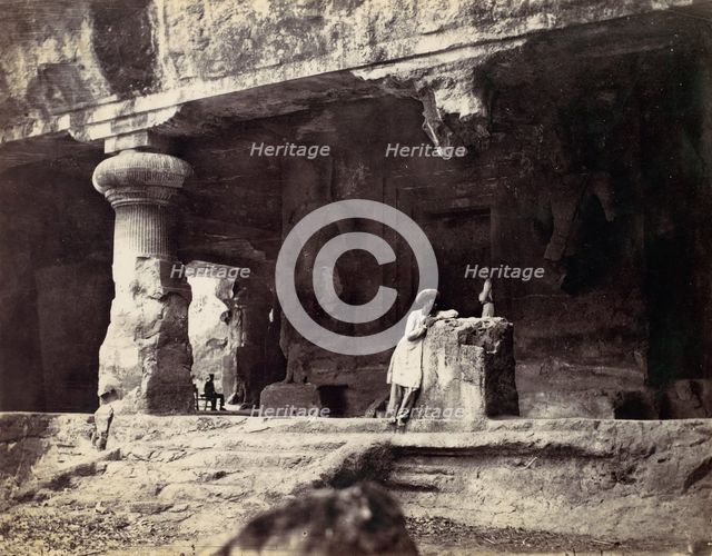 Elephanta from Water Cave, Coombe Martin Bay, Watermouth, 1870s. Creator: Francis Frith.