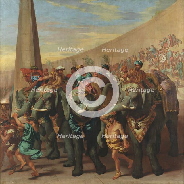 Elephants in a circus, ca 1637-1640.