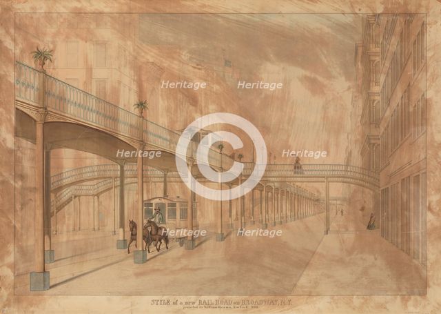 Elevated Railroad, Broadway, New York, 1861. Creator: John Beigel.