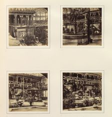 [Elevated View of Egyptian Court; Ninevah Court; Monti's Fountain, and Nineveh Court; ..., ca. 1859. Creator: Attributed to Philip Henry Delamotte