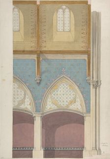Elevation of Nave, Chapelle des Catéchismes, Ste Clothilde, Paris, second half 19th century. Creators: Jules-Edmond-Charles Lachaise, Eugène-Pierre Gourdet