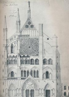 Elevation of North Transept, Westminster Abbey, Showing Cut-Out with Wren's Scheme for Restoration