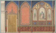 Elevation of a Church or Chapel with designs for ornament and a painted triptych..., 2nd half 19th c Creators: Jules-Edmond-Charles Lachaise, Eugène-Pierre Gourdet