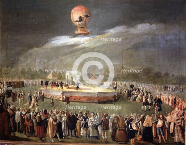 Elevation of a balloon in the gardens of Aranjuez, oil by Antonio Carnicero.