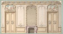 Elevation of a salon decorated in Louis XV style, 19th century. Creators: Jules-Edmond-Charles Lachaise, Eugène-Pierre Gourdet