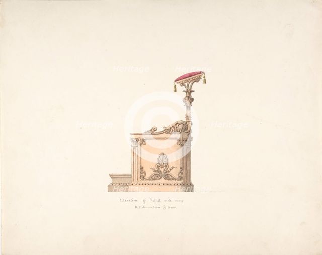 Elevation of a Pulpit, Side View, R. Edmundson & Sons, early 19th century. Creator: Anon.