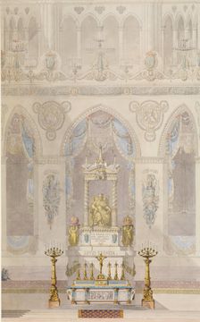 Elevation of Altar with Statue of Louis I, Reims Cathedral, n.d.. Creators: Charles Percier, Pierre Francois Leonard Fontaine