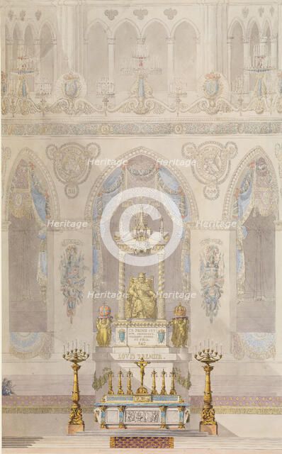 Elevation of Altar with Statue of Louis I, Reims Cathedral, n.d.. Creators: Charles Percier, Pierre Francois Leonard Fontaine.