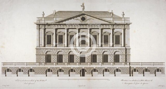 Elevation of Buckingham House, St James's Park, Westminster, London, c1770. Artist: Matthew Darly
