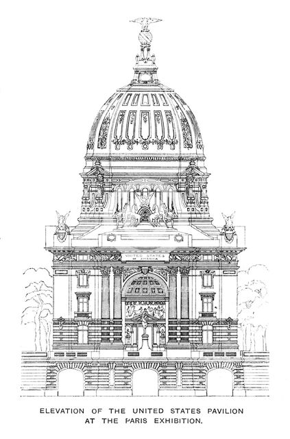 'Elevation of the United States Pavilion at the Paris Exhibition', 1900. Artist: Unknown