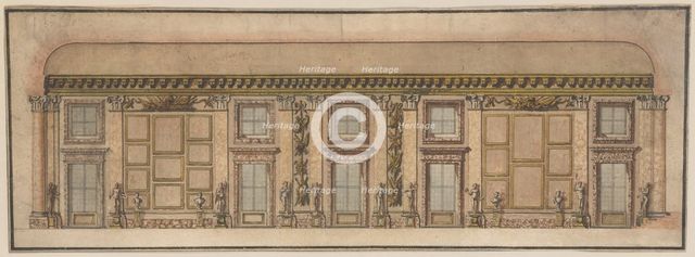Elevation of the Gallery in the Palazzo Doria-Pamphilj, Rome, ca. 1650. Creator: Anon.