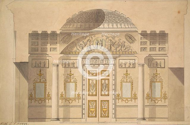 Elevation of the Mirror Wall in the Jasper Study of the Agate Pavilion at Tsarskoye Selo. Artist: Cameron, Charles (ca. 1730/40-1812)