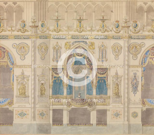 Elevation of the Royal Box for the Coronation of Louis XVIII, Reims Cathedral, n.d.. Creators: Charles Percier, Pierre Francois Leonard Fontaine.