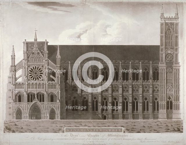 Elevation of Westminster Abbey's north front, London, 1803. Artist: Anon
