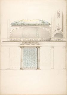 Elevation and transverse section of a domed and colonnaded hall, second half 19th century. Creators: Jules-Edmond-Charles Lachaise, Eugène-Pierre Gourdet