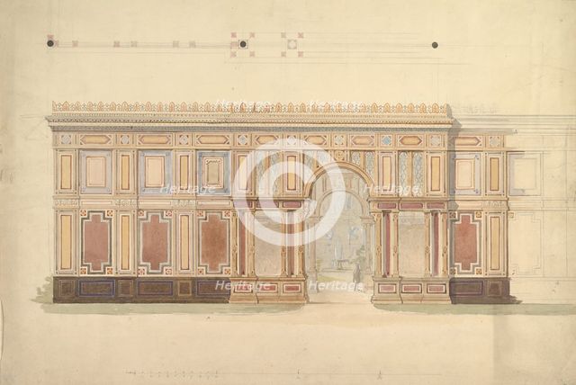 Elevation and Cross-Section of of Gallery Wall, 19th century. Creator: John Gregory Crace.