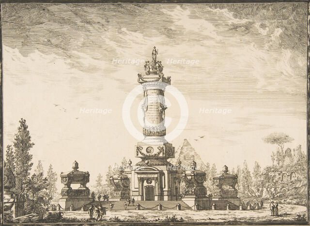 Elevation en perspective d'une Colonne Funeraire destinée pour la Sépultre..., 1746-50. Creator: Ennemond Alexandre Petitot.